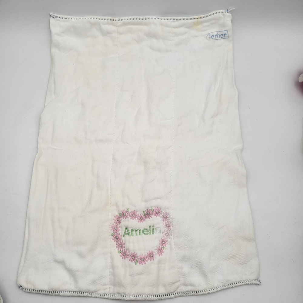 Vintage Gerber Baby Blanket, quilted Style with Personalized Name "Amelia"